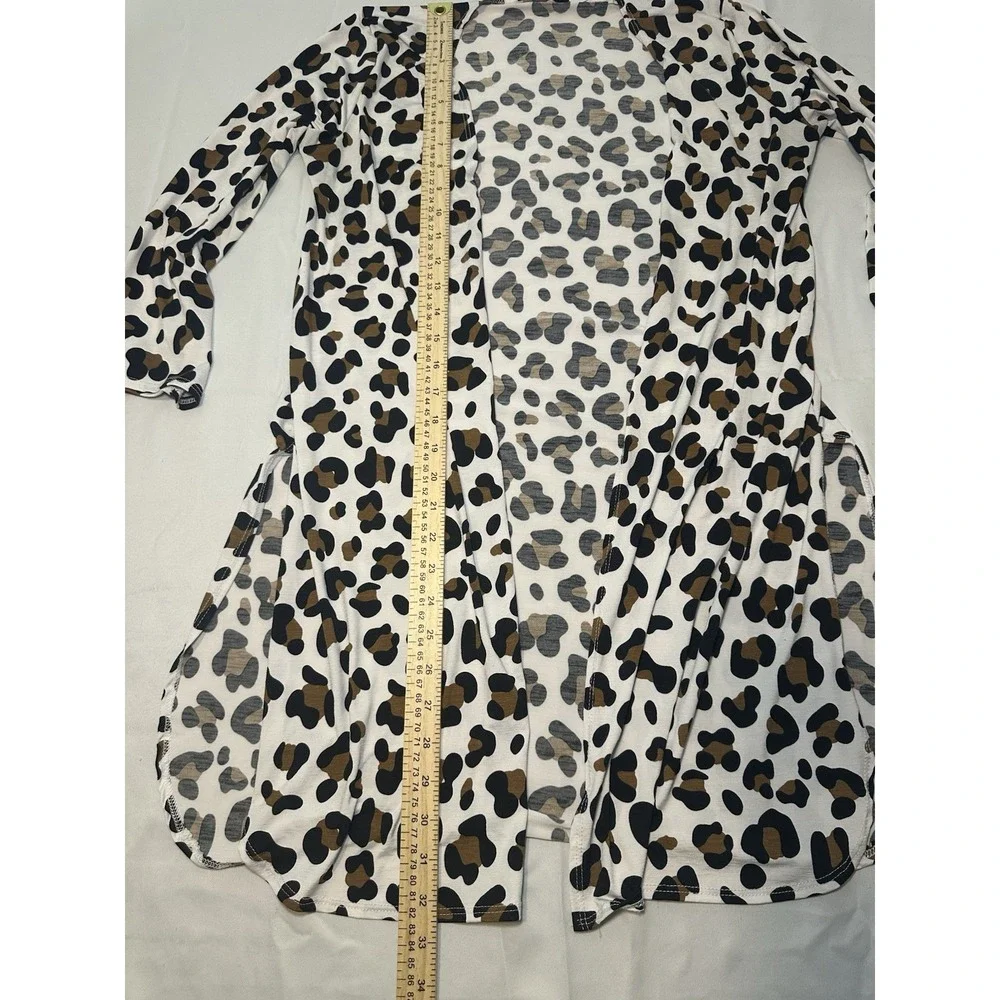 Heimish USA Leopard Print Open Front Cardigan Cheetah Boho Women's Medium Flowy - Picture 2 of 7